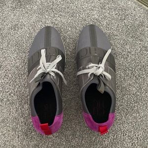 Gray and fuchsia wedged shoes (barely worn)